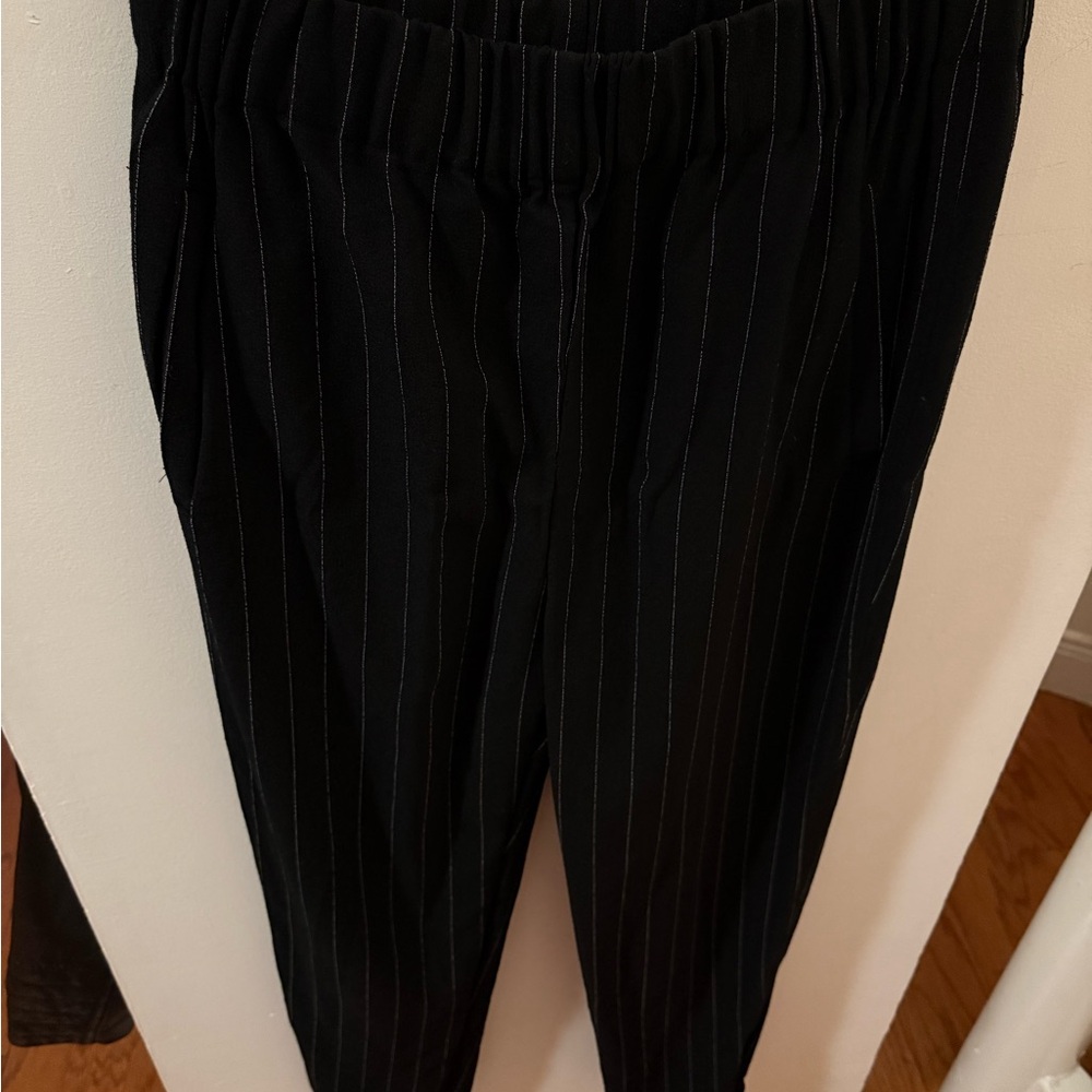 Ganni Black Pinstripe Trousers